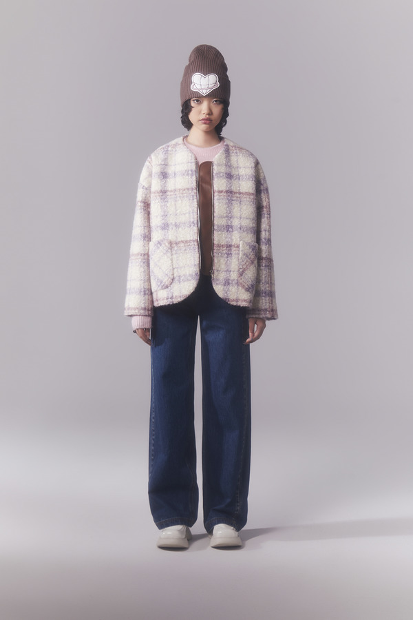 廓形圆领圈圈毛外套