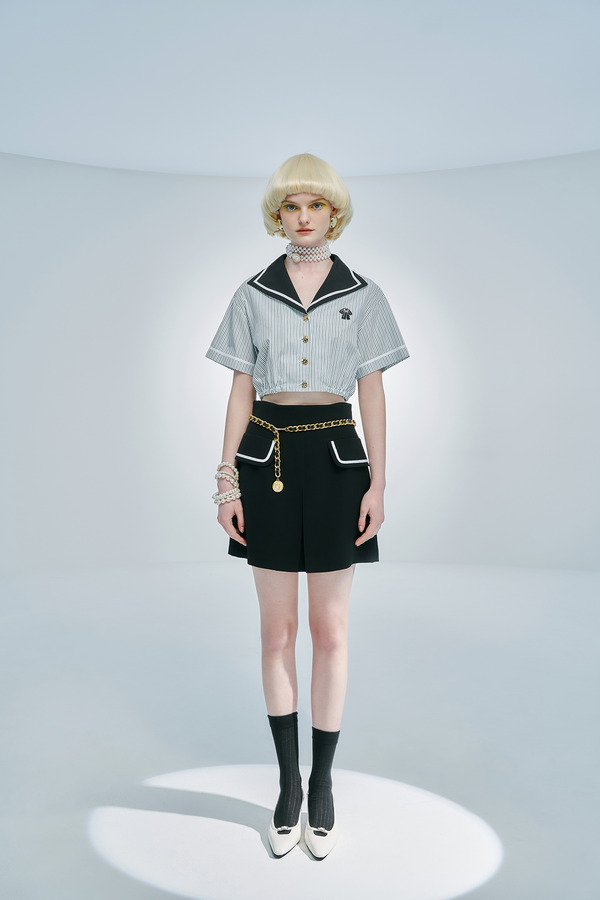 翻领海军风短衬衫