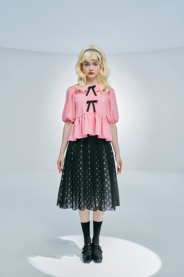 拉夫领蝴蝶结装饰上衣