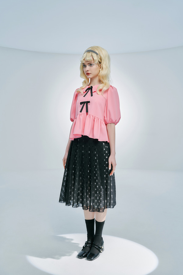 拉夫领蝴蝶结装饰上衣