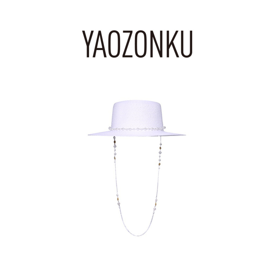 珠链草编平顶礼帽