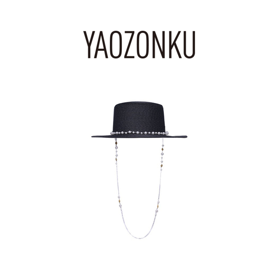 珠链草编平顶礼帽