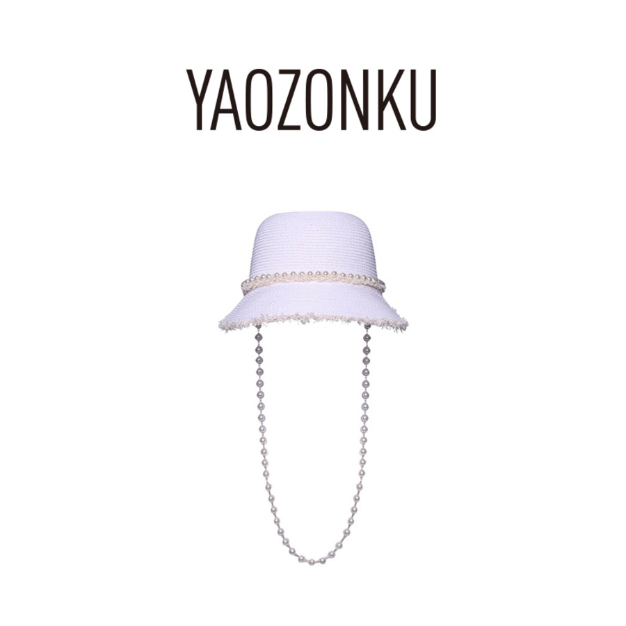 珠链草编宽檐鸭舌遮阳帽