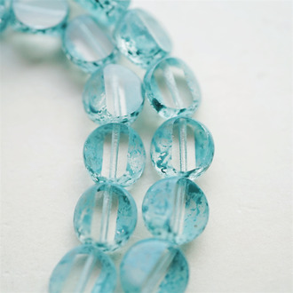 湖绿色水染边超透色~切面扁圆糖豆扁珠捷克珠玻璃琉璃珠 12MM