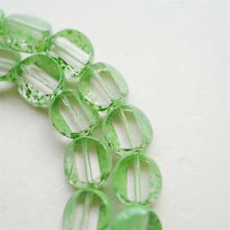 青草绿水染边超透色~切面扁圆糖豆扁珠捷克珠玻璃琉璃珠 12MM