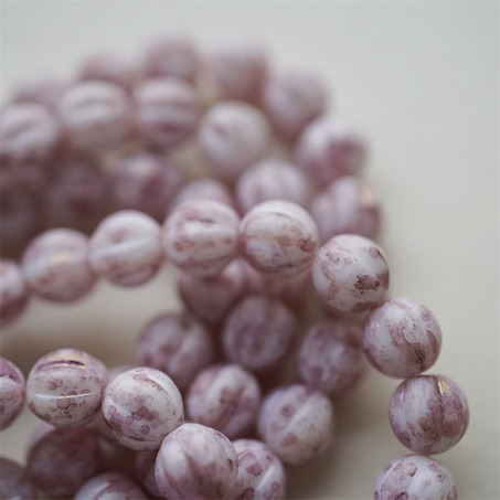 白色洒玫瑰紫粉色~南瓜珠捷克珠玻璃琉璃珠 8MM-3