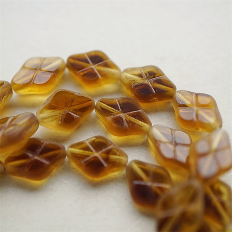 蜂蜜琥珀配色mix~菱形华夫格捷克珠玻璃珠琉璃珠 12X8MM-2