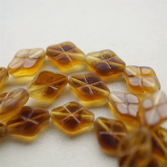 蜂蜜琥珀配色mix~菱形华夫格捷克珠玻璃珠琉璃珠 12X8MM