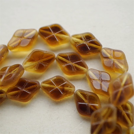 蜂蜜琥珀配色mix~菱形华夫格捷克珠玻璃珠琉璃珠 12X8MM-3