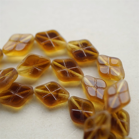 蜂蜜琥珀配色mix~菱形华夫格捷克珠玻璃珠琉璃珠 12X8MM-4