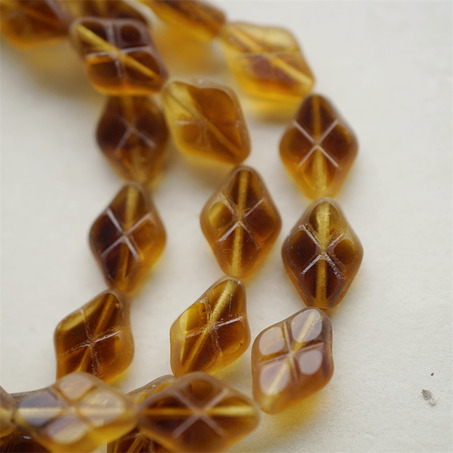 蜂蜜琥珀配色mix~菱形华夫格捷克珠玻璃珠琉璃珠 12X8MM-5