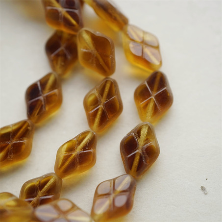 蜂蜜琥珀配色mix~菱形华夫格捷克珠玻璃珠琉璃珠 12X8MM-6