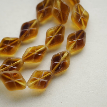 蜂蜜琥珀配色mix~菱形华夫格捷克珠玻璃珠琉璃珠 12X8MM-7
