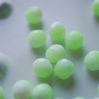 浅绿奶油白mix~切面枣形珠火磨珠捷克珠玻璃琉璃珠 10MM