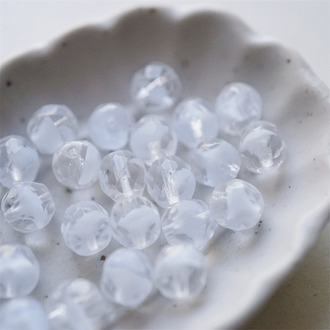 透明夹心浅灰蓝mix~切面枣形珠火磨珠捷克珠玻璃琉璃珠 8MM