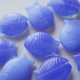 蛋白蓝色渐变mix~可爱鼓鼓胖头鱼鱼捷克珠小鱼玻璃琉璃珠 24X18MM