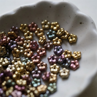 哑光金属火彩色mix~百搭勿忘我小花隔珠捷克玻璃珠琉璃 5MM