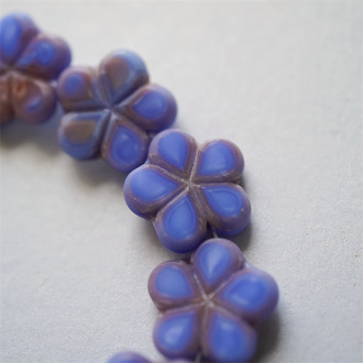 蓝紫粉浆果配色渐变mix~五瓣花扁珠捷克琉璃玻璃珠 17mm