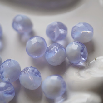 鸢尾透紫奶油mix渐变~切面枣形珠火磨珠捷克珠玻璃琉璃珠 10MM