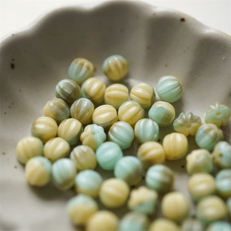 奶油蓝灰mix色~迷你南瓜珠捷克珠玻璃琉璃珠 5MM-2