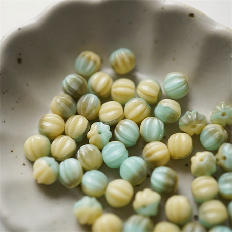 奶油蓝灰mix色~迷你南瓜珠捷克珠玻璃琉璃珠 5MM-3