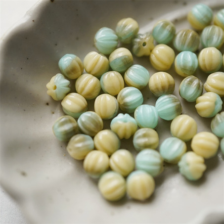 奶油蓝灰mix色~迷你南瓜珠捷克珠玻璃琉璃珠 5MM-4