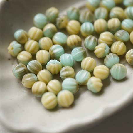奶油蓝灰mix色~迷你南瓜珠捷克珠玻璃琉璃珠 5MM-5