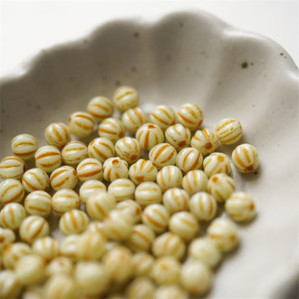 嫩黄绿描橘色~迷你南瓜珠捷克珠玻璃琉璃珠 4MM