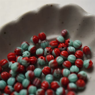 红蓝撞色感mix~迷你南瓜珠捷克珠玻璃琉璃珠 4MM