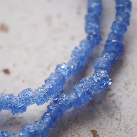 十枚入！冰川海盐蓝~不规则冰晶岩盐感手造环保玻璃珠西非贸易珠 尺寸约5X8MM