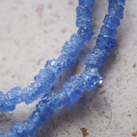 十枚入！冰川海盐蓝~不规则冰晶岩盐感手造环保玻璃珠西非贸易珠 尺寸约5X8MM-9