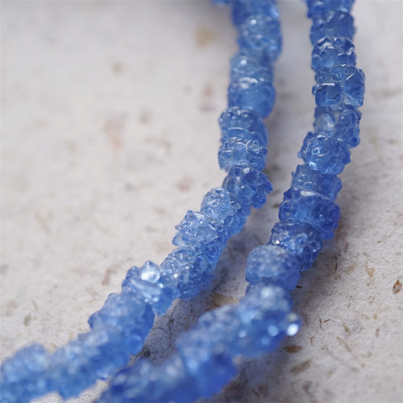 十枚入！冰川海盐蓝~不规则冰晶岩盐感手造环保玻璃珠西非贸易珠 尺寸约5X8MM-11