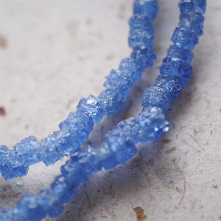 十枚入！冰川海盐蓝~不规则冰晶岩盐感手造环保玻璃珠西非贸易珠 尺寸约5X8MM-5