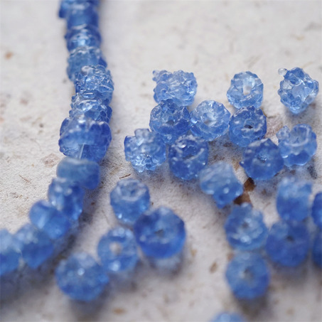 十枚入！冰川海盐蓝~不规则冰晶岩盐感手造环保玻璃珠西非贸易珠 尺寸约5X8MM-6