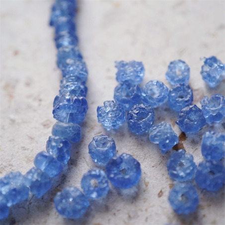 十枚入！冰川海盐蓝~不规则冰晶岩盐感手造环保玻璃珠西非贸易珠 尺寸约5X8MM-7
