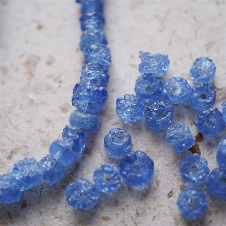 十枚入！冰川海盐蓝~不规则冰晶岩盐感手造环保玻璃珠西非贸易珠 尺寸约5X8MM-12