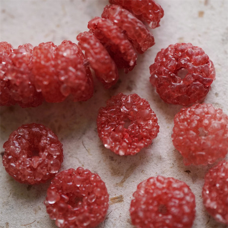 树莓糖果色~扁圆隔片冰晶岩盐感手造环保玻璃珠西非贸易珠 尺寸约17X7MM-6