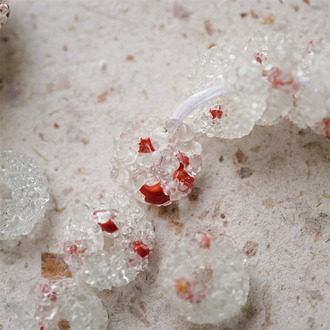 白雾甜莓配色~扁圆隔片冰晶岩盐感手造环保玻璃珠西非贸易珠 尺寸约17X7MM