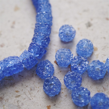 冰川海盐蓝~小圆柱冰晶岩盐感手造环保玻璃珠西非贸易珠 尺寸约10X7MM-1