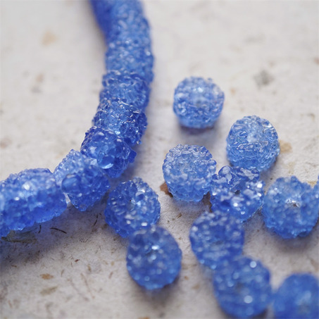 冰川海盐蓝~小圆柱冰晶岩盐感手造环保玻璃珠西非贸易珠 尺寸约10X7MM-2