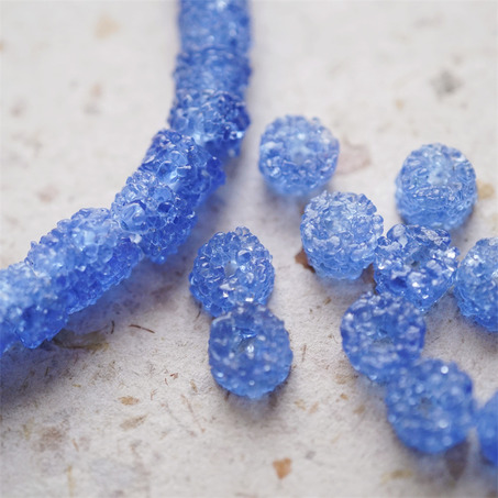冰川海盐蓝~小圆柱冰晶岩盐感手造环保玻璃珠西非贸易珠 尺寸约10X7MM-3