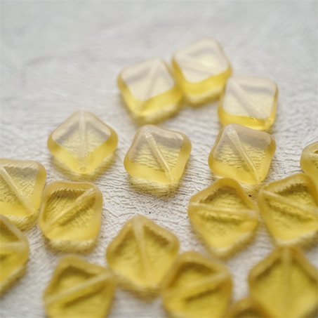 透浅蜂蜜黄色~菱形方块捷克珠玻璃珠琉璃珠 12MM-5
