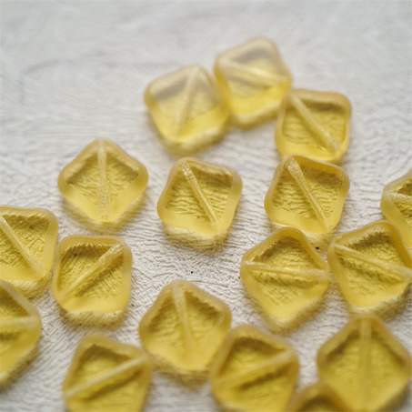 透浅蜂蜜黄色~菱形方块捷克珠玻璃珠琉璃珠 12MM-4