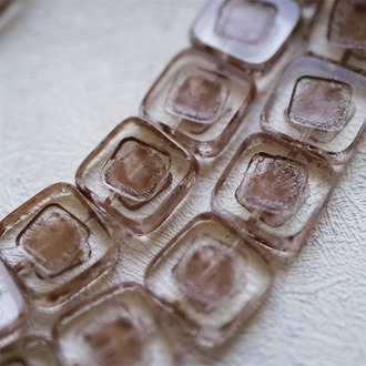 巧克力棕色斑驳水彩风透明感~复古方块捷克珠玻璃琉璃珠 14MM