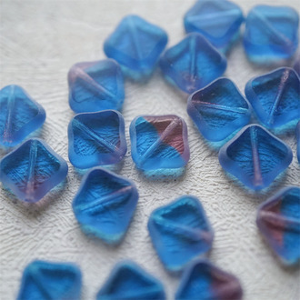 透感渐变蓝紫色mix~菱形方块捷克珠玻璃珠琉璃珠 12MM
