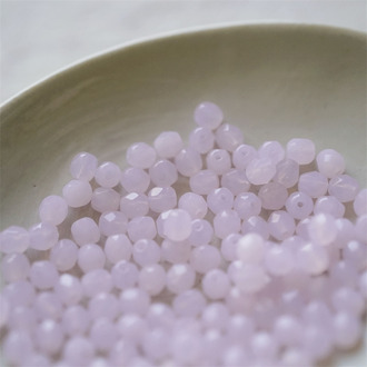 浅樱花粉果冻感~迷你枣形切面火磨珠法绣串珠捷克珠玻璃琉璃珠 4MM