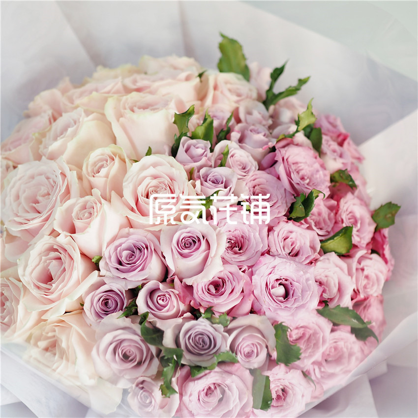原气花铺-花店-上海-北京渐渐--粉雪山海洋之谜碧海玫瑰混合花束-4