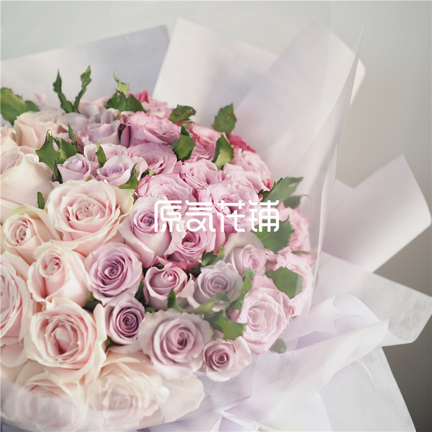 原气花铺-花店-上海-北京渐渐--粉雪山海洋之谜碧海玫瑰混合花束-5