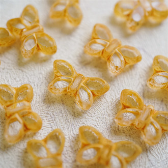 透明感浅橘色水彩风~高定蝴蝶珠捷克珠玻璃琉璃珠 20X12MM