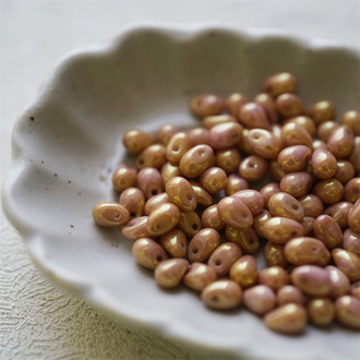 烟渍流光橘粉色~迷你水滴珠捷克珠玻璃琉璃珠 4X6MM